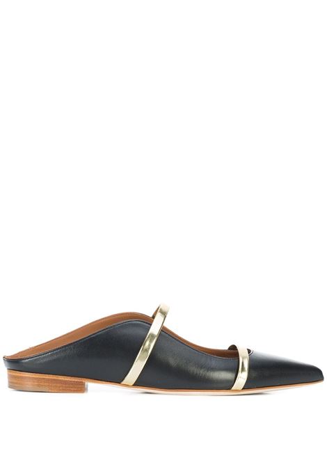 Black and gold Maureen flat mules - women MALONE SOULIERS | MAUREENFLAT29BLKGLD